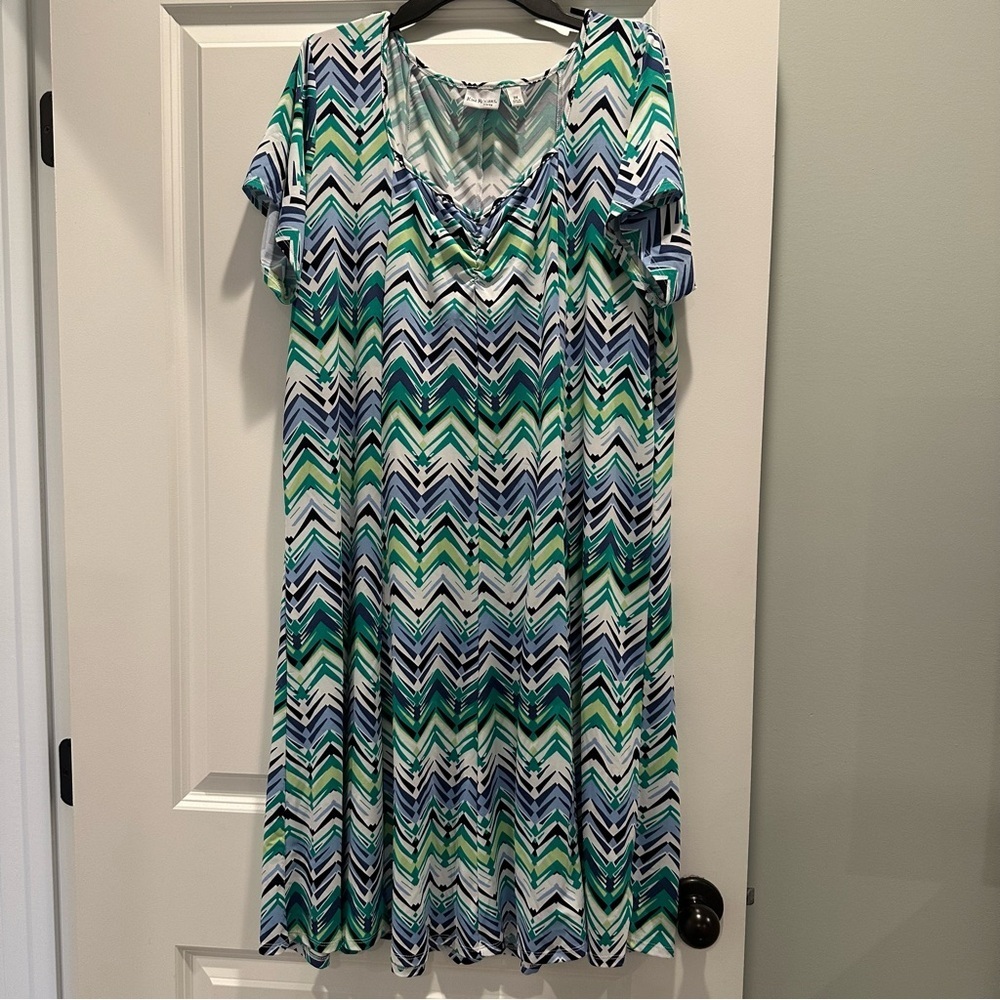 Kim Rogers Multicolor Chevron Midi Dress Size 2X